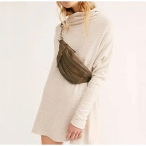 FREE PEOPLE WE THE FREE Kitty Slouchy Tunic/Dress‎ Funnel Neck Waffle Knit XS